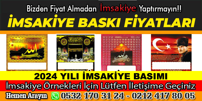 2024 İmsakiye Baskı Fiyatları