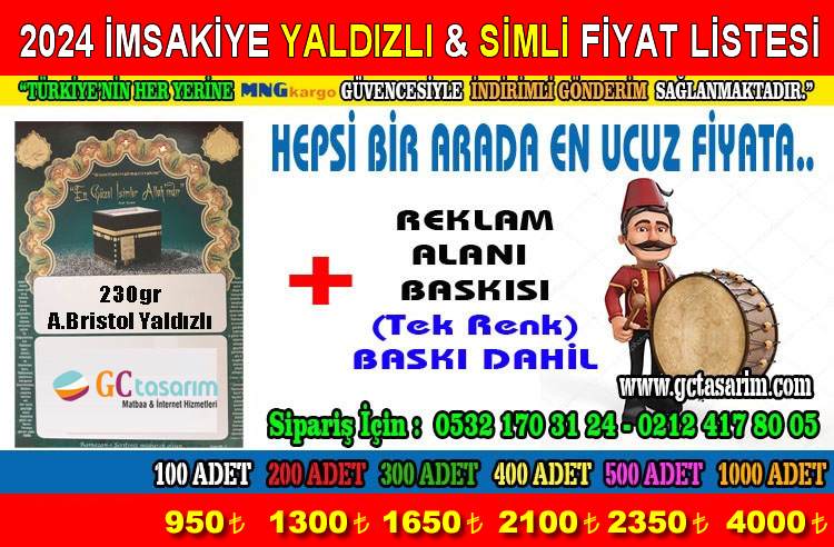 2024 Yaldızlı İmsakiye Fiyatları